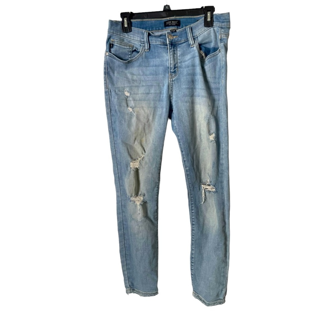 Judy Blue Womens Skinny Fit Distressed Stretch Jeans Raw Hem JB8288LT Size 11 30